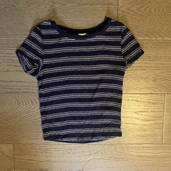 White+Navy Garage Cropped T-Shirt - Picture 2 of 4